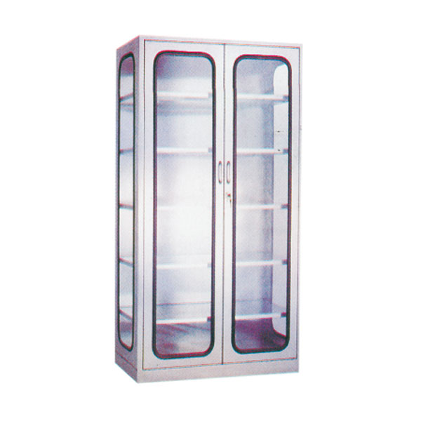 不锈钢架双门玻璃器械柜  TY-C01