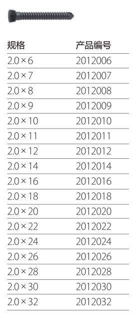 2.0自攻型锁定螺钉