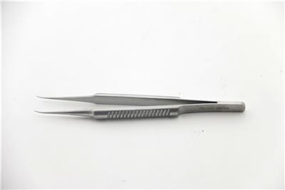 显微镊12.0 cm 弯尖头 圆节柄 带定位