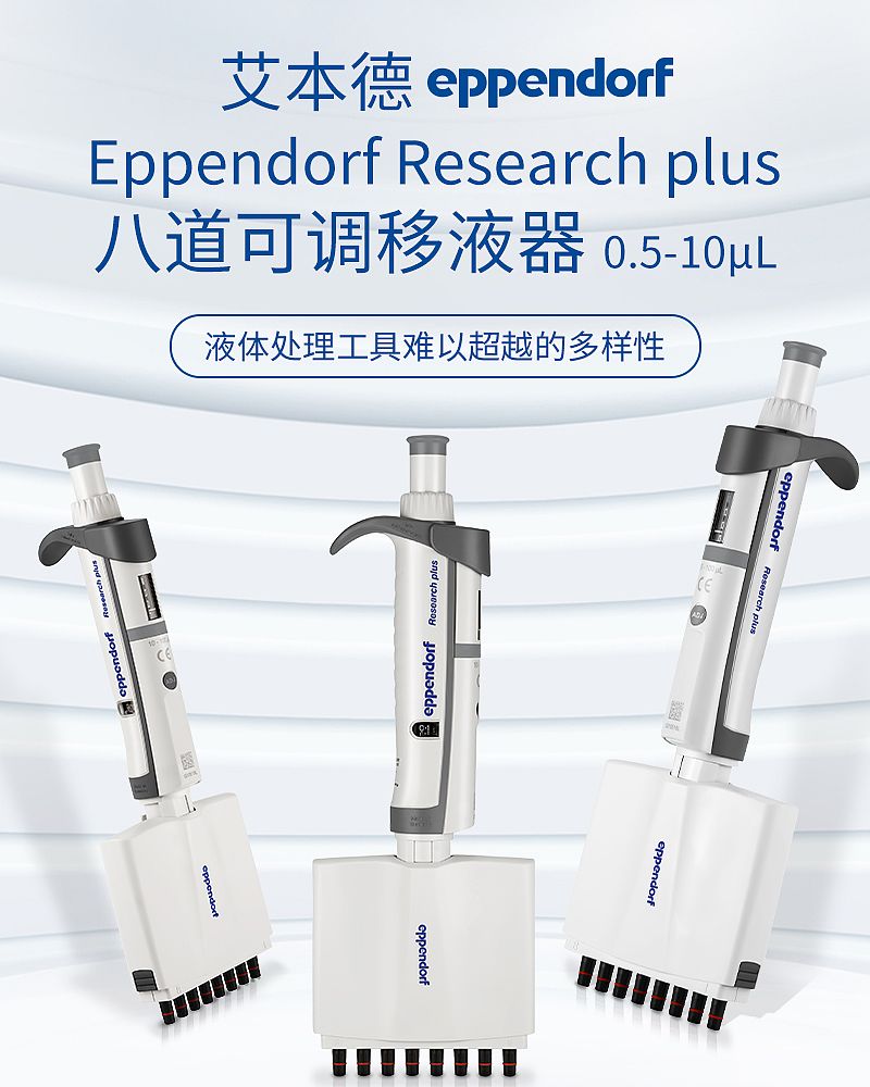 艾本德 Eppendorf basic 八道移液器 0.5–10µL 含吸头 3125000010